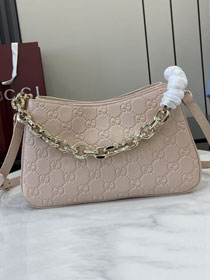 GG original calfskin emblem small shoulder bag 815263 light pink