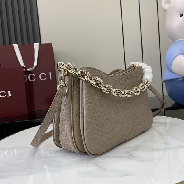 GG original calfskin emblem small shoulder bag 815263 taupe