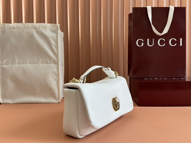 GG original calfskin milano small top handle bag 806016 white
