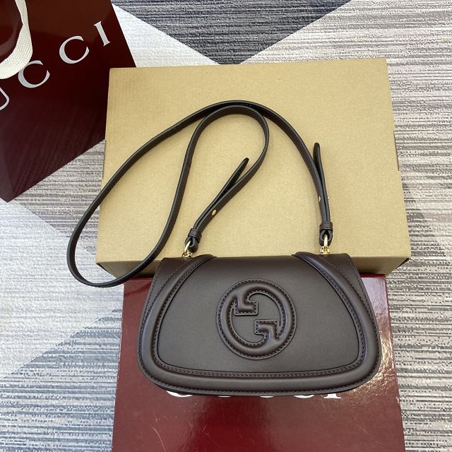 GG original calfskin blondie small shoulder bag 815700 dark coffee