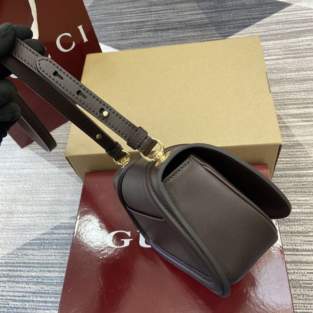 GG original calfskin blondie small shoulder bag 815700 dark coffee