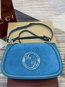 GG original suede calfskin blondie large top handle bag 815719 blue