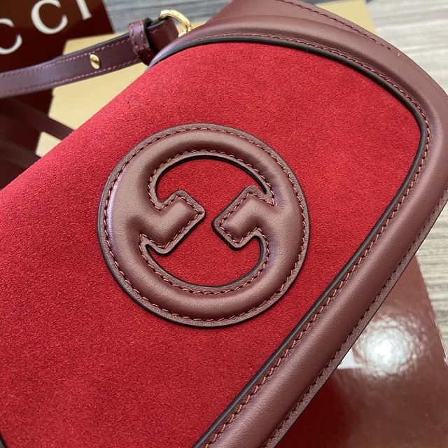 GG original suede calfskin blondie small shoulder bag 815700 red