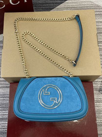 GG original suede calfskin blondie small shoulder bag 815711 blue