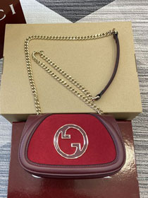 GG original suede calfskin blondie small shoulder bag 815711 bordeaux