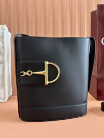 GG original calfskin 73 medium bucket bag 833660 black