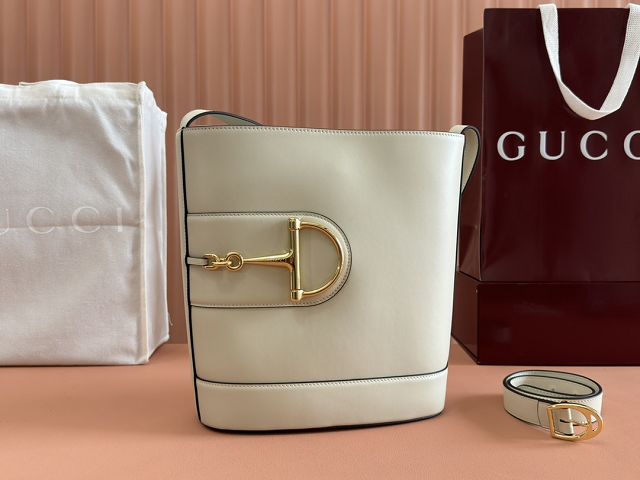 GG original calfskin 73 medium bucket bag 833660 white