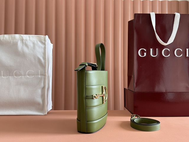 GG original calfskin 73 small bucket bag 833665 green