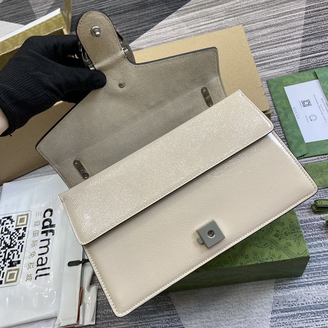 GG original shiny calfskin dionysus medium shoulder bag 795005 white