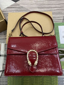 GG original shiny calfskin dionysus medium top handle bag 795007 bordeaux