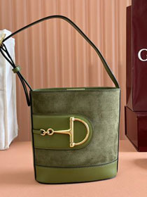 GG original suede calfskin 73 small bucket bag 833665 green