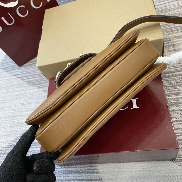 GG original calfskin 1955 horsebit shoulder bag 815178 brown