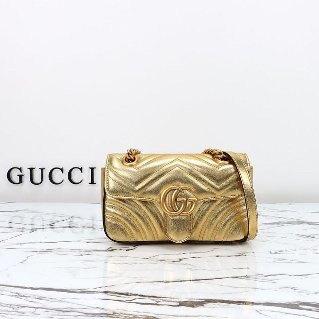 GG original calfskin marmont mini bag 446744 gold