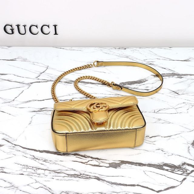 GG original calfskin marmont mini bag 446744 gold