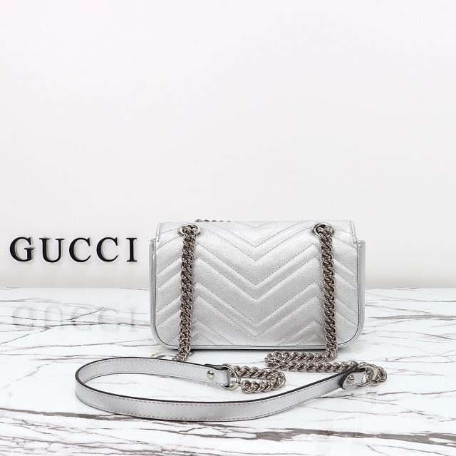 GG original calfskin marmont mini bag 446744 silver