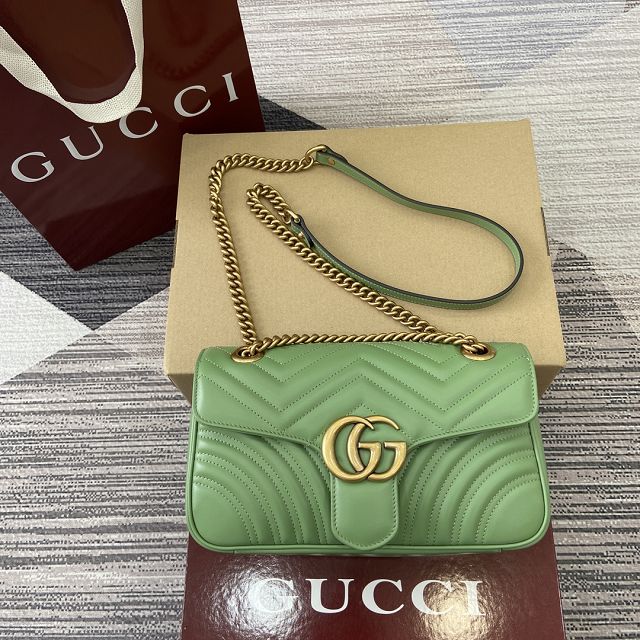 GG original calfskin marmont small shoulder bag 443497 green