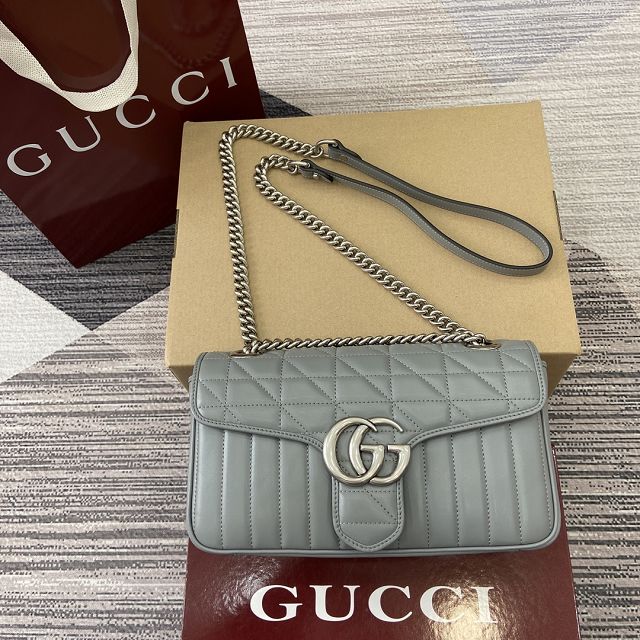GG original calfskin marmont small shoulder bag 443497 grey