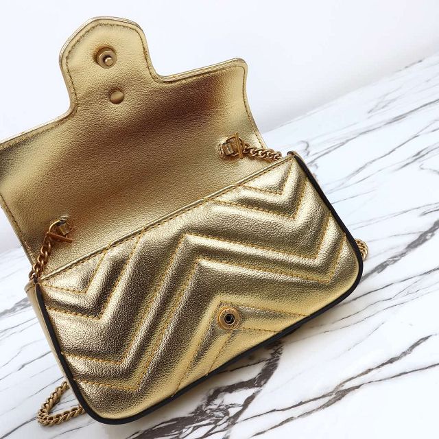 GG original calfskin marmont super mini bag 476433 gold
