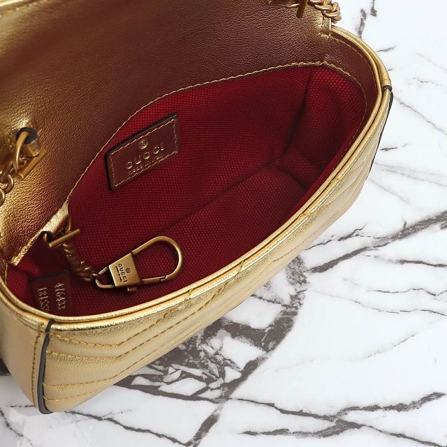 GG original calfskin marmont super mini bag 476433 gold