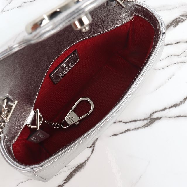 GG original calfskin marmont super mini bag 476433 silver