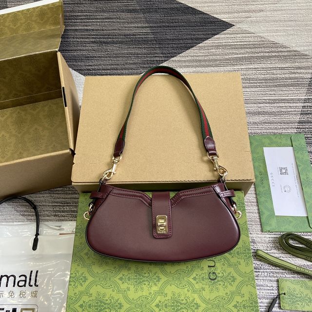 GG original calfskin moon side shoulder bag 786015 bordeaux