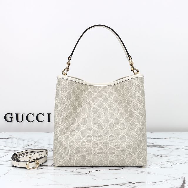 GG original fabric emblem medium bucket bag 815103 white