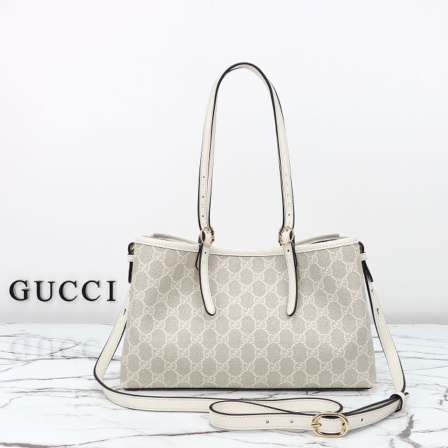 GG original canvas emblem small tote bag 815214 white