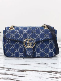 GG original denim marmont small shoulder bag 443497 blue