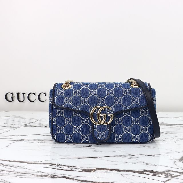 GG original denim marmont small shoulder bag 443497 blue