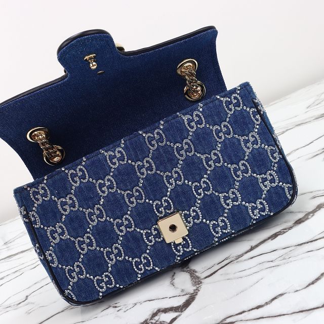GG original denim marmont small shoulder bag 443497 blue