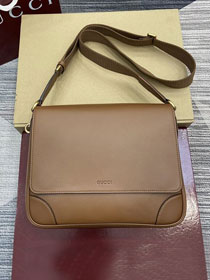 GG original calfskin emblem medium crossbody bag 821154 brown