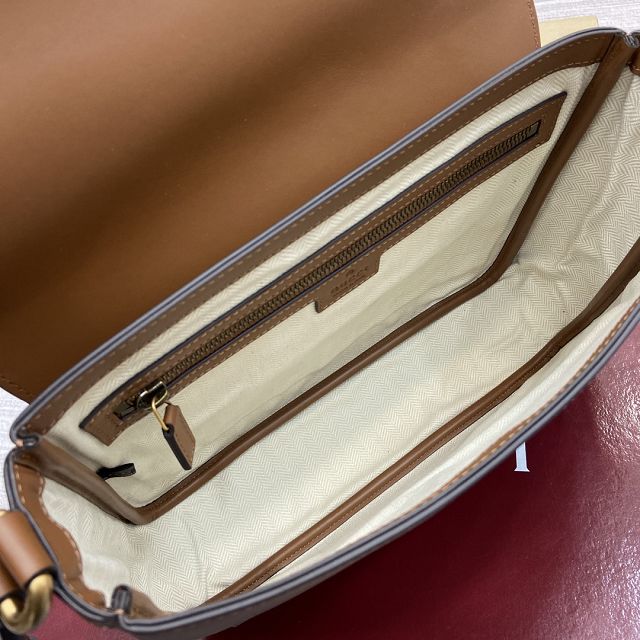 GG original calfskin emblem medium crossbody bag 821154 brown