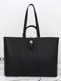 GG original calfskin maxi tote bag with web 816753 black