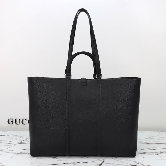 GG original calfskin maxi tote bag with web 816753 black