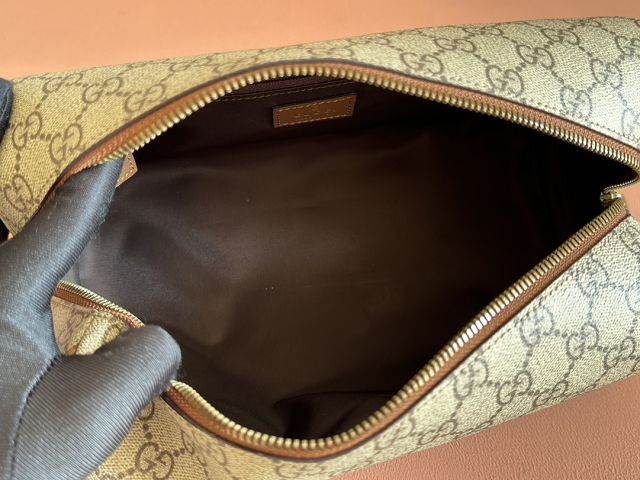GG original canvas emblem medium toiletry case 821163 brown