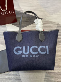 GG original denim totissima medium tote bag 820481 dark blue