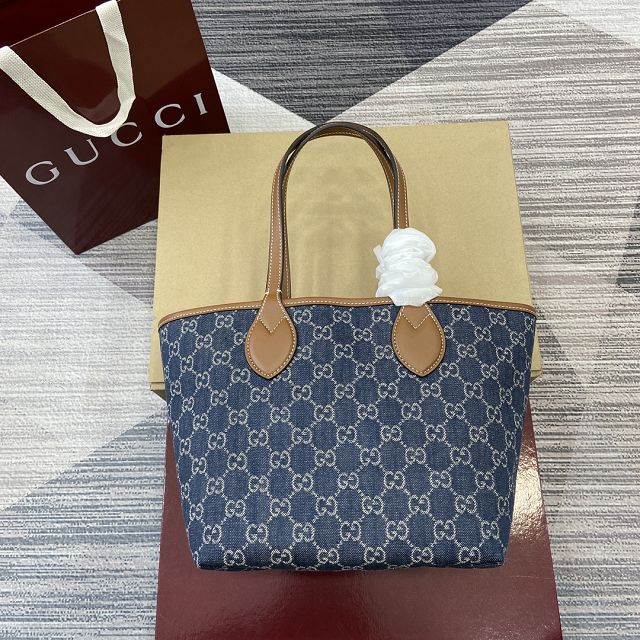 GG original denim totissima small tote bag 820496 blue