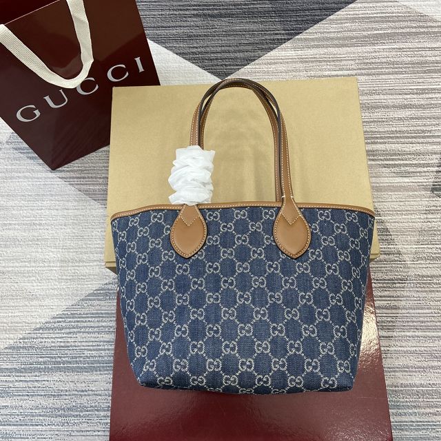 GG original denim totissima small tote bag 820496 blue