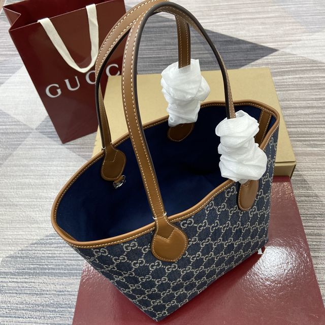 GG original denim totissima small tote bag 820496 blue