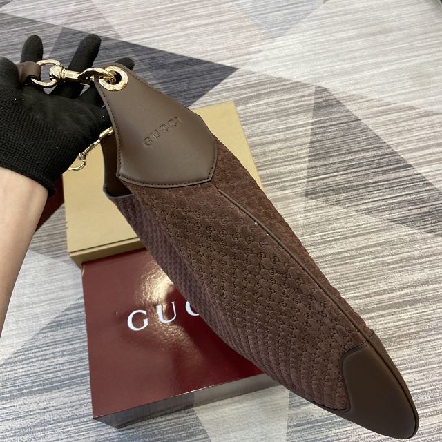 GG original suede B large shoulder bag 815924 dark brown