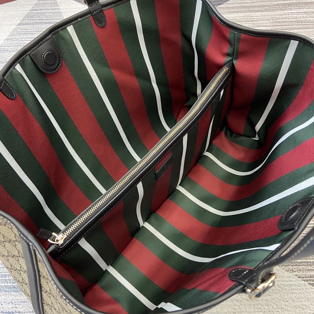 GG original canvas emblem maxi tote bag 815212 black