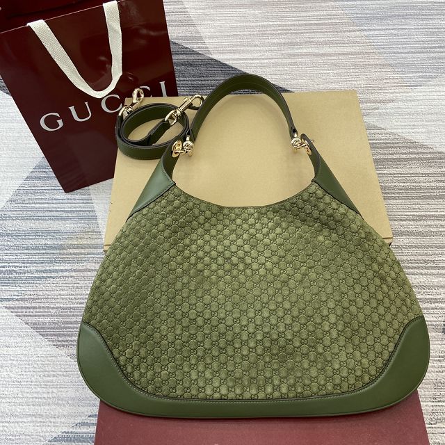 GG original suede B medium shoulder bag 834981 green