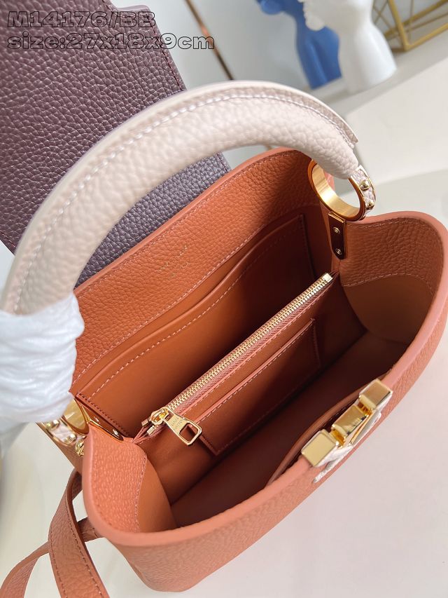 Louis vuitton original calfskin capucines BB handbag M21103 brown