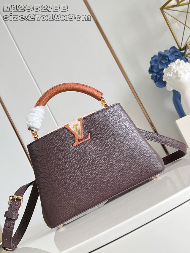 Louis vuitton original calfskin capucines BB handbag M21103 burgundy