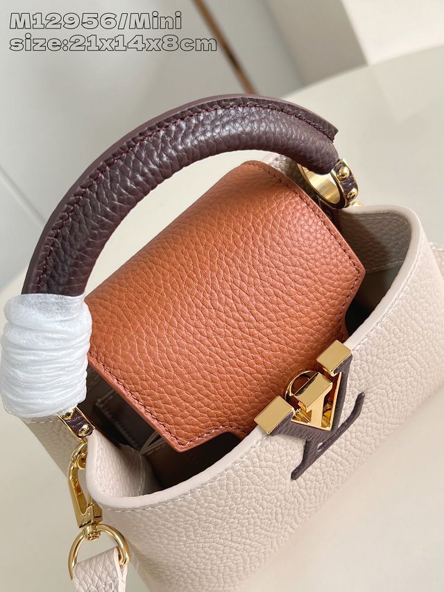 Louis vuitton original calfskin capucines mini handbag M22606 beige