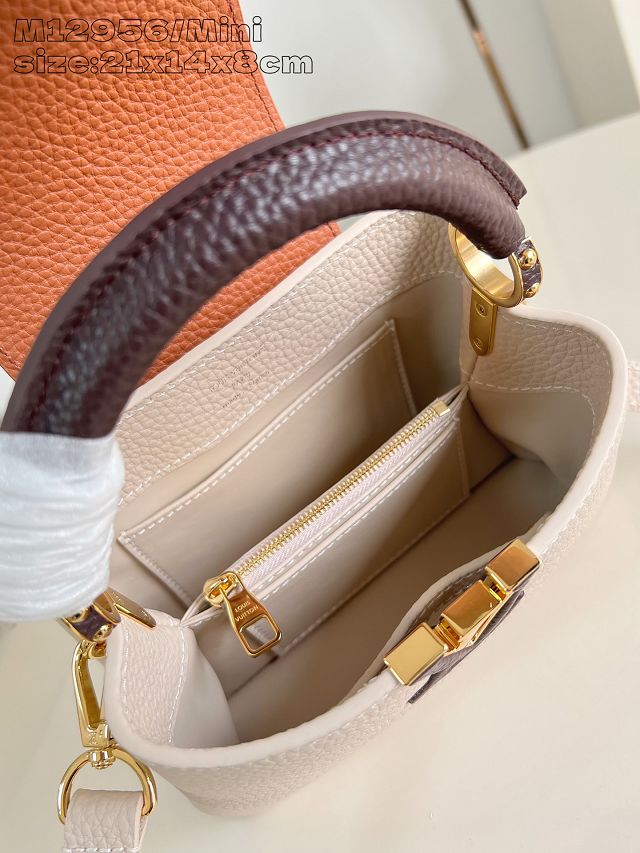Louis vuitton original calfskin capucines mini handbag M22606 beige