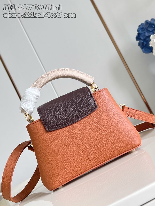 Louis vuitton original calfskin capucines mini handbag M22606 brown