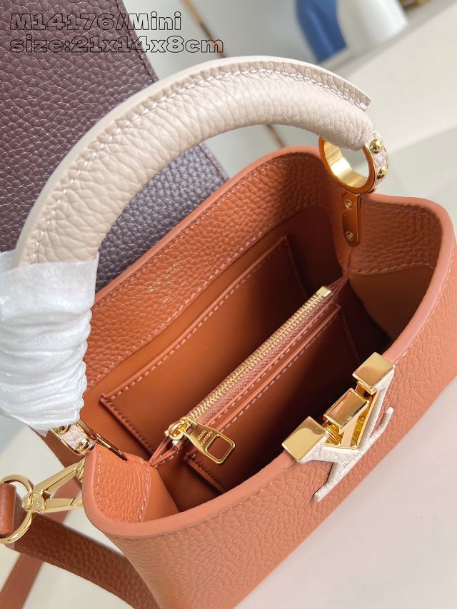 Louis vuitton original calfskin capucines mini handbag M22606 brown