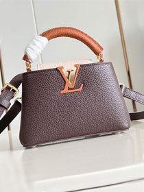 Louis vuitton original calfskin capucines mini handbag M22606 burgundy