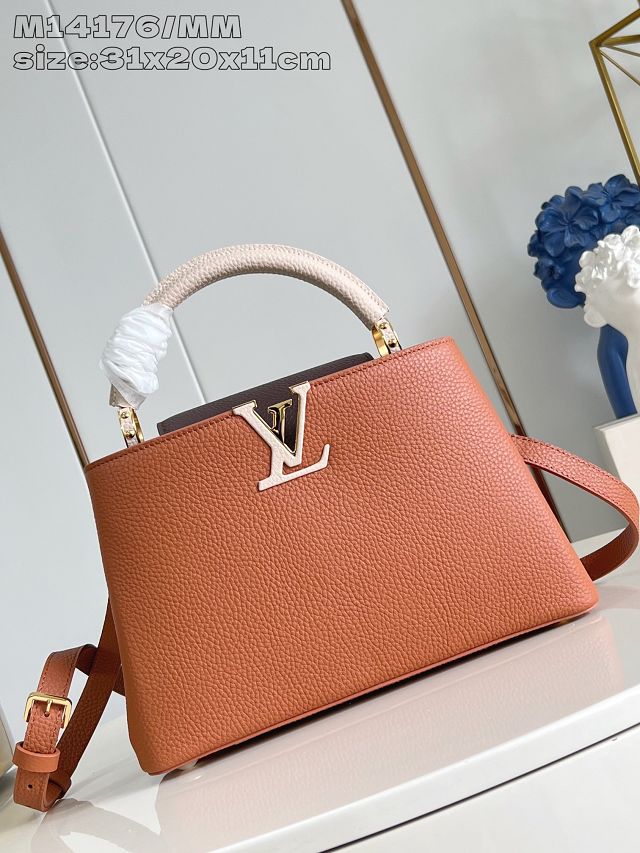Louis vuitton original calfskin capucines mm handbag M20704 brown
